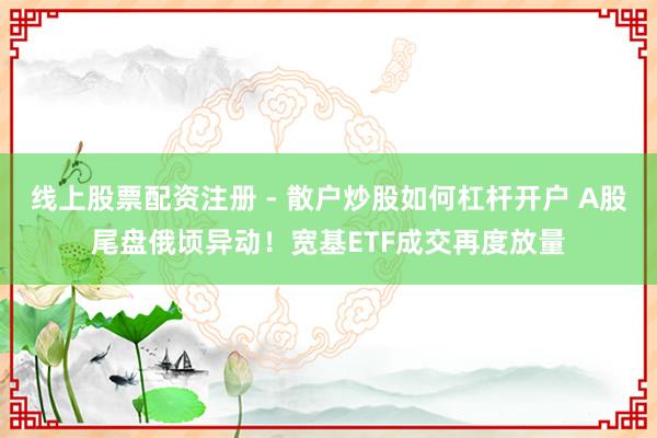 线上股票配资注册 - 散户炒股如何杠杆开户 A股尾盘俄顷异动！宽基ETF成交再度放量