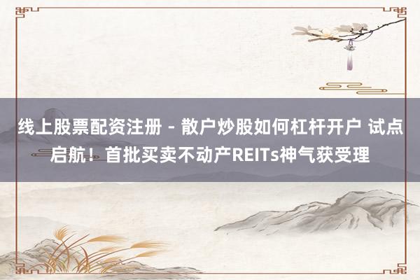 线上股票配资注册 - 散户炒股如何杠杆开户 试点启航！首批买卖不动产REITs神气获受理
