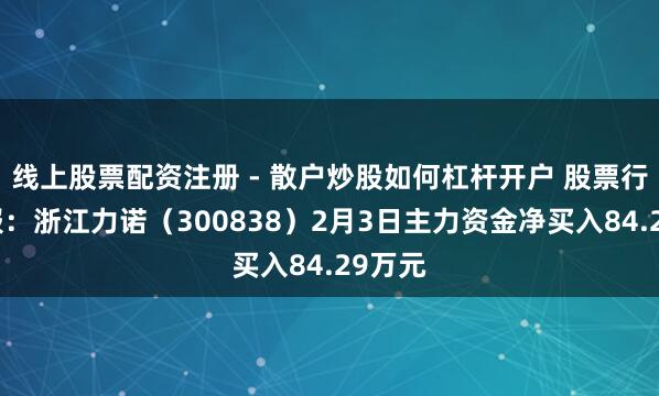 线上股票配资注册 - 散户炒股如何杠杆开户 股票行情快报：浙江力诺（300838）2月3日主力资金净买入84.29万元